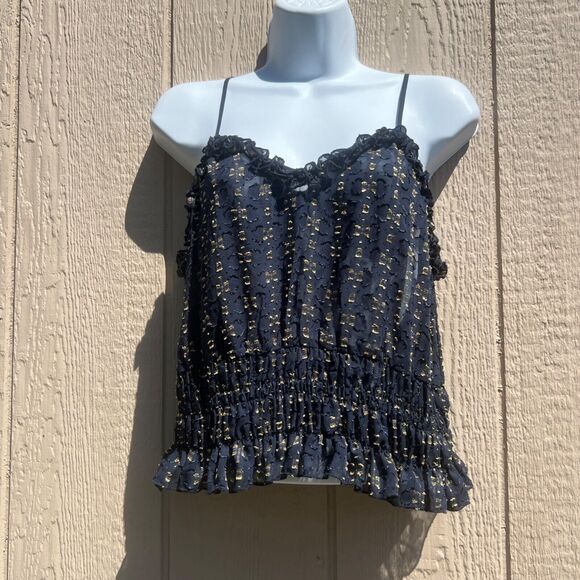 H&M Tops - NWT Womens H&M Spaghetti Strap Top Crop Blouse Navy Blue Size 10 EU 40